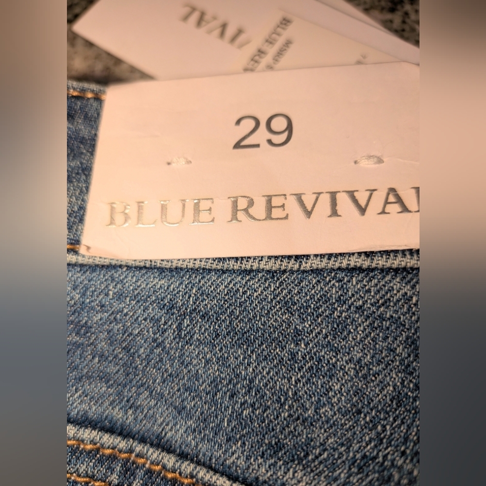 Blue Revival NWT Recycled Denim jeans Size 29 Rhinestone Straight Ankle - Picture 6 of 9